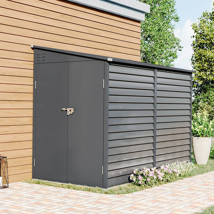 【Breeins】Outdoor Storage Shed Waterproof Metal Tool House With Foundation Kit Patio Lean for Backyard Lawn