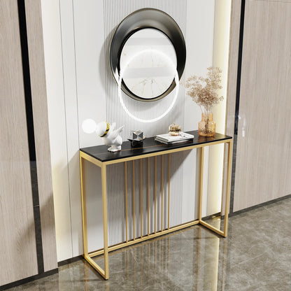 100CM Slim Narrow Hallway Console Table Real Marble Long Bar Table Metal Legs Industrial Stand 2 Color