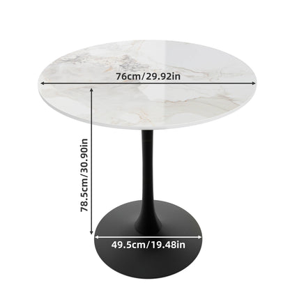 78cm Tall Leisure Round Kitchen Dining Table with Sintered Stone Top and Pedestal Base Bar Height Bistro Table