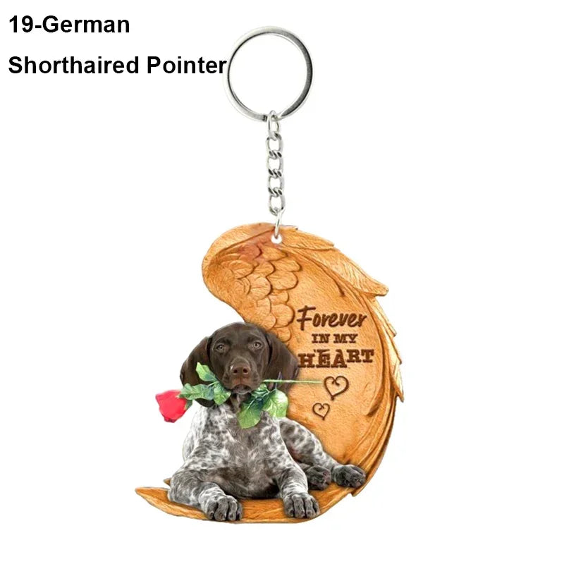 1 Piece 23 Style Dog Forever In My Heart  Angel Pendant Bag Key Chains Car Keychain Keyring  Pet Jewelry Gift For Women Girls