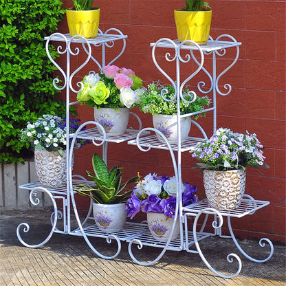 4 Tier Metal Plant Stand for Indoor Outdoor Garden Patio Flower Pot Display Rack Organizer Black and White