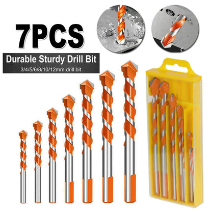 7PCS Professional Drill Bit Set for Ceramic Wall Glass Concrete Hole Opener Black Cutter Nail Metal Drill 3-12mm