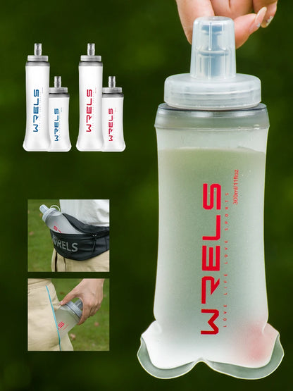 WRELS Water Bottle Folding Soft Flask Sport Water Bottle Water Bag Collapsible Running Camping Hiking Portable Light BPA Free