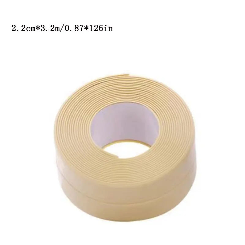 1m/3.2m PVC Waterproof Sealing Tape for Bathroom Sink, Shower, Bathtub and Toilet - Self Adhesive Wall Sticker