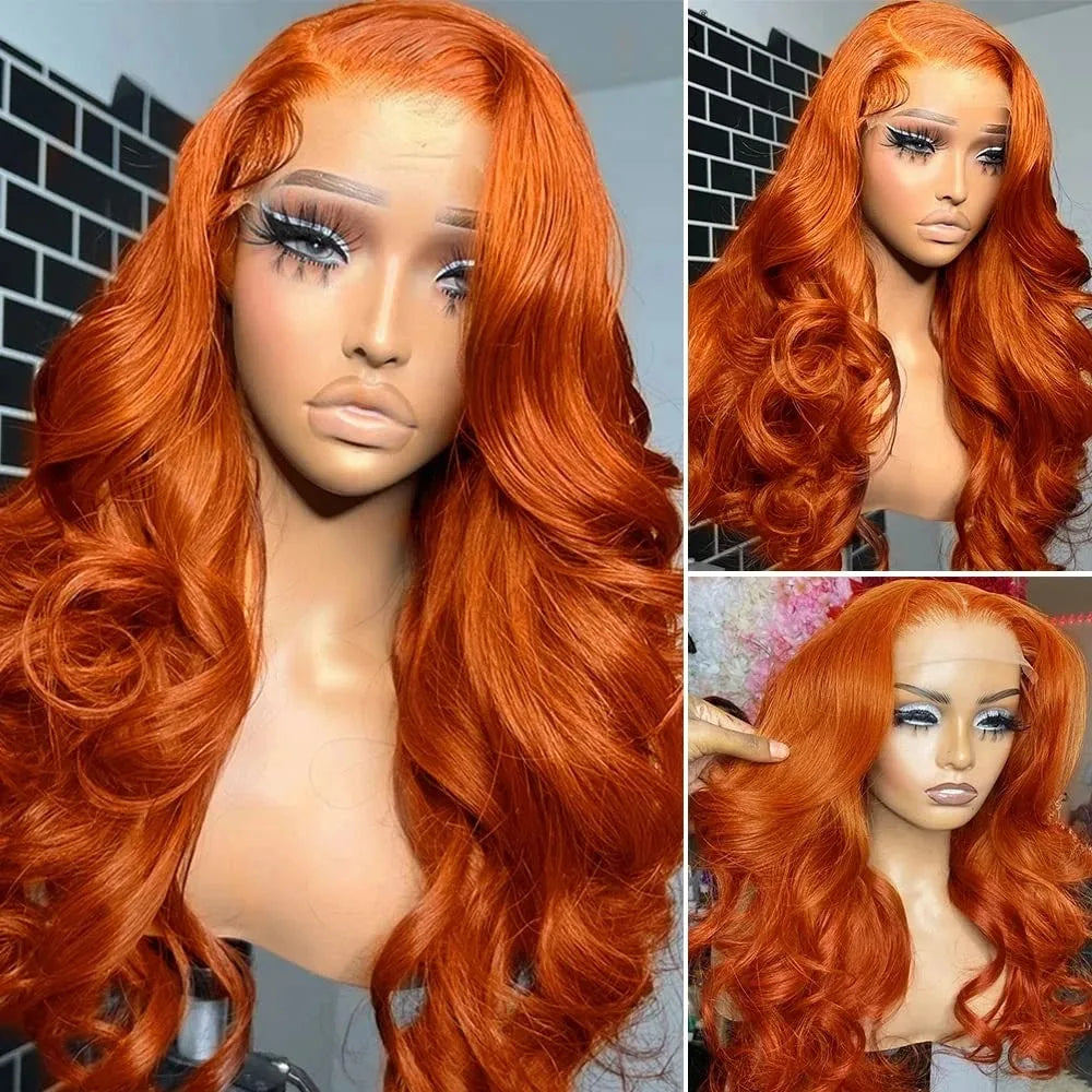 350 Ginger Orange Colord Body Wave Lace Front Wigs Human Hair 13X5 Lace Front Wigs Human Hair HD Transparent Lace Wig For Women