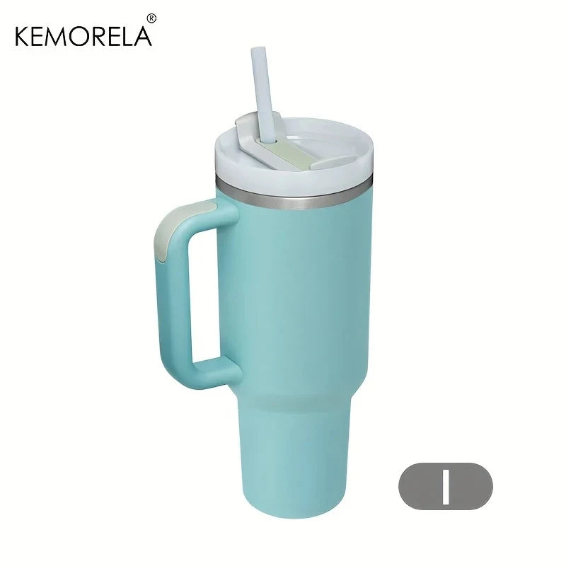 1200ML 304 Stainless Steel Insulated Water Bottle Thermal Coffee Car Cup Cold Hot Mugs Vacuum Flask With Handle Straw For Sport