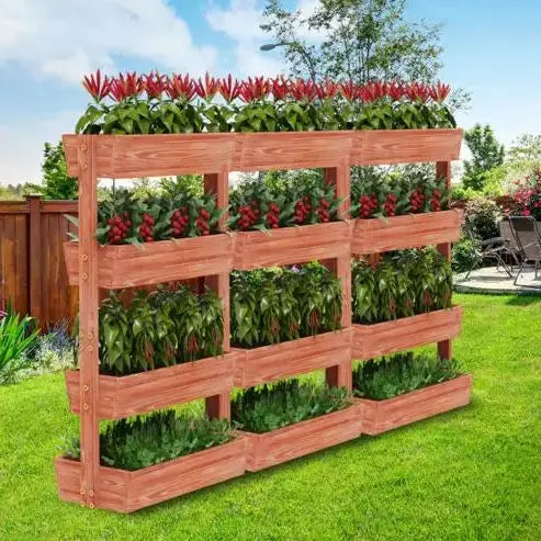 4 Tier Raised Garden Bed, Thicken Solid Wood Vertical Garden Elevated Planter Box, Removable Container