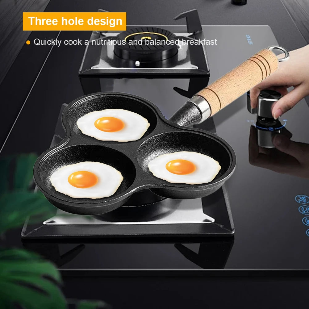 3-Cup Cast Iron Egg Frying Pan Non Stick Pancake Pan with Handle Crepe Pan Fried Egg Pan for Breakfast Fried Egg Pancakes Steaks