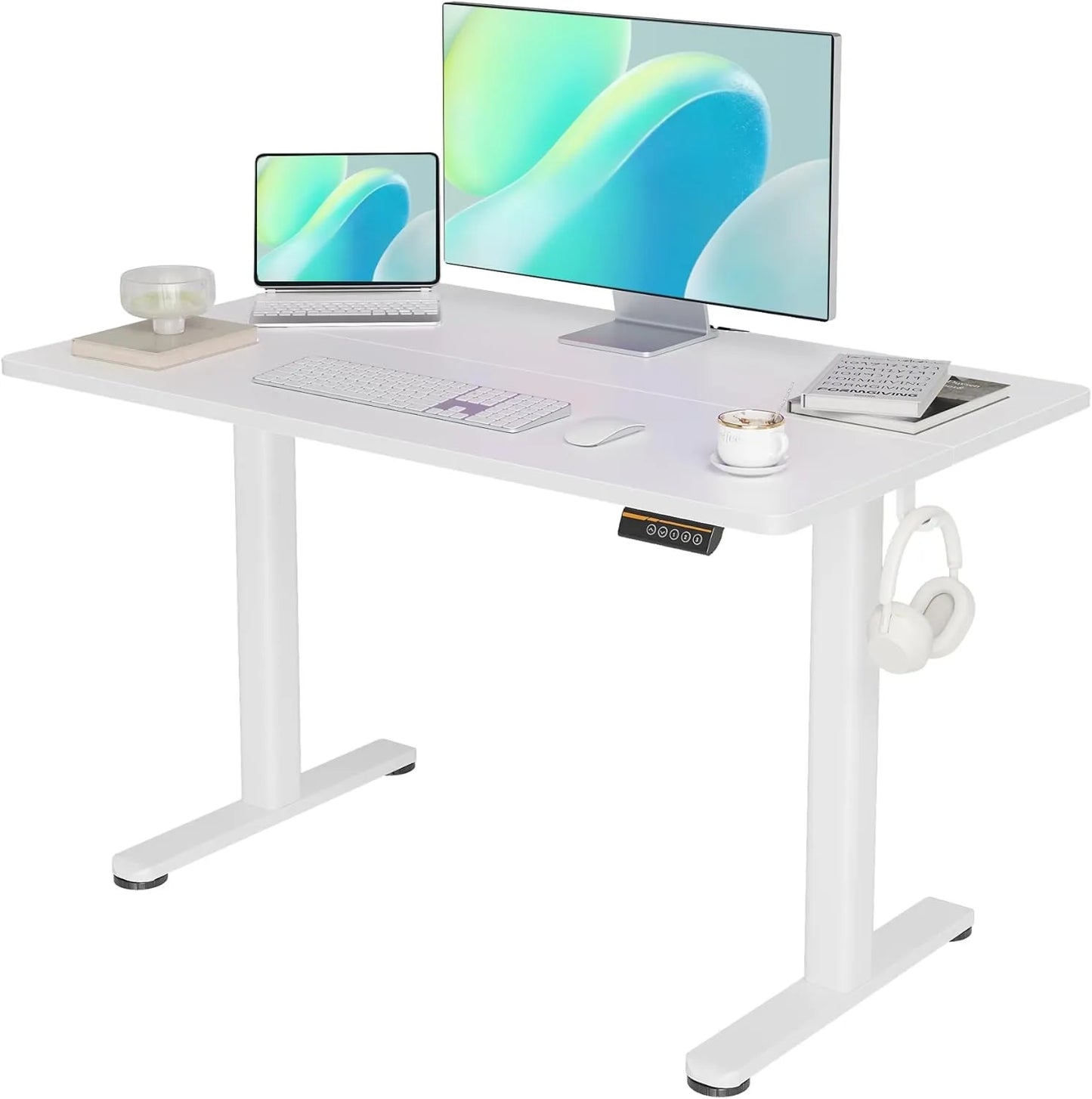 Electric Standing Desk 120x60 cm, Height Adjustable Desk with Cable Management,  with Memory Function