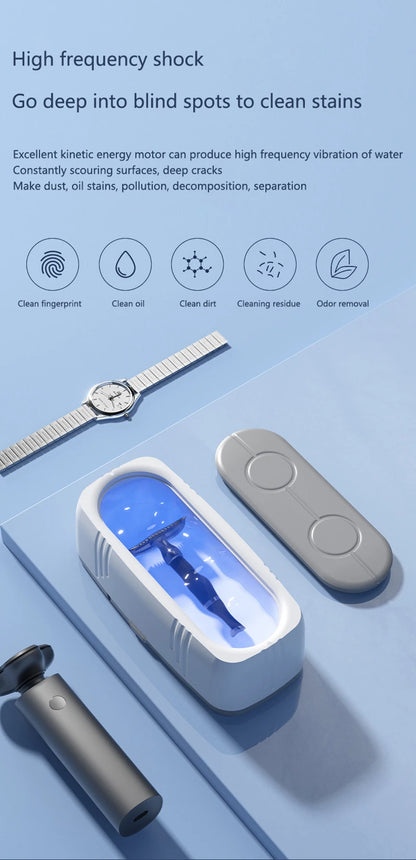 Xiaomi Mijia Ultrasonic Cleaner Glasses Watch Gold Diamond Multi-Functional Cleaning Machine Jewelry Portable Household Blue Ray