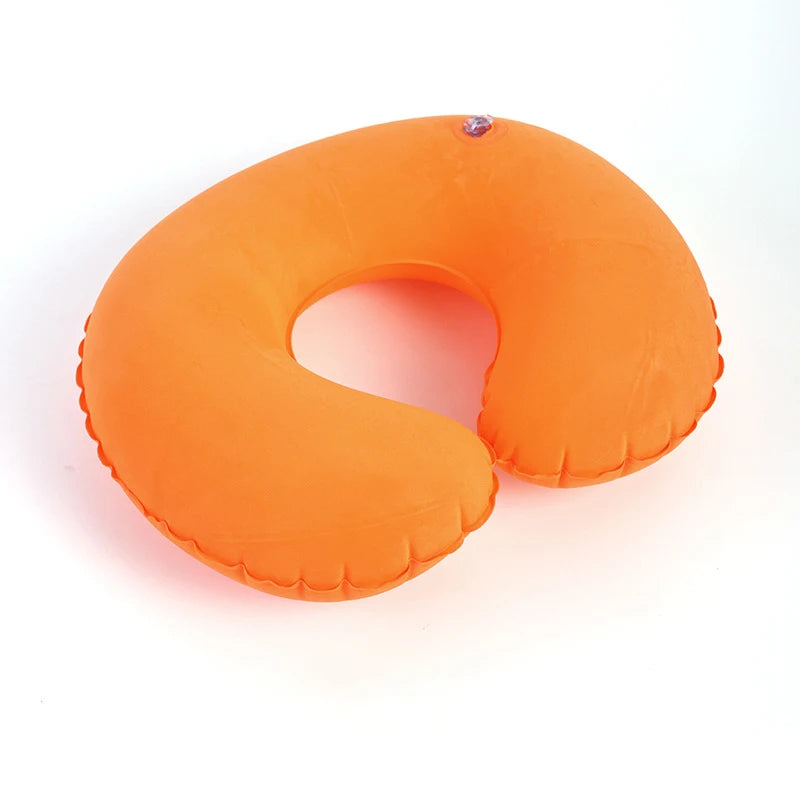 1pc Inflatable C-shaped Pillow Travel Neck Pillow Portable Round Pillow Cushion