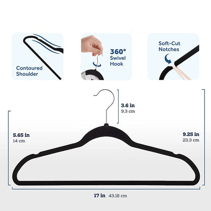 10/5PCS Gray Wrinkle Resistant Adult Plastic Coat Hanging Flocking Multi-Functional Anti-Skid Hanger 45cm Magic Hanger