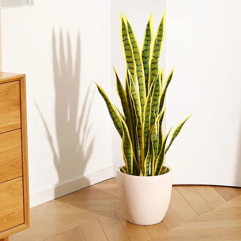 35in Tropical Artificial Tiger Piran Fake Plants Real Touch Sansevieria Leaves Plastic Plants For Home Garden Office Shop Decor