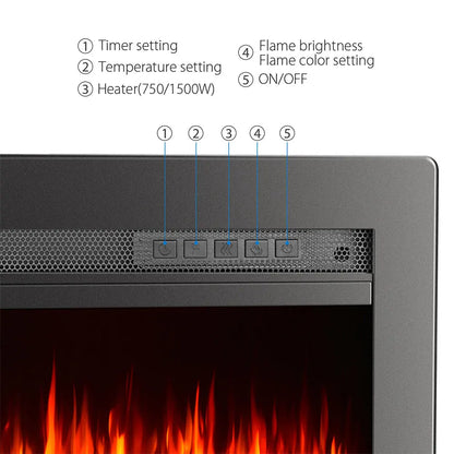 KOMORE Electric Fireplace with Adjustable Flames, Wall Mounted or Freestanding 12 Temperatures Timing Function 40&50&60 inch