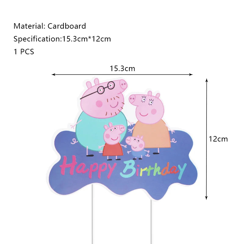 Peppa Pig Birthday Party Decoration Foil Latex Balloon For Kid Event Supplies Banner Backdrop Disposable Tableware Plate Cup