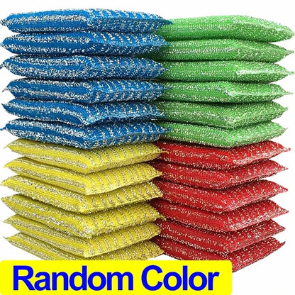 4-48Pcs Steel Wire Sponge Scrubbers Home Kitchen Cleaning Pads Dishes Pots Pans Oil and Stain Removal Household Rags Sponge Wipe