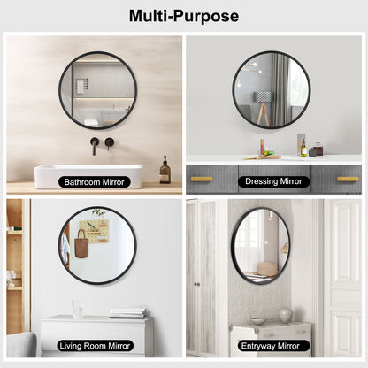 Hanging Makeup Mirror Modern Round Mirror with Gold Metal Frame for Bedroom Bathroom Living Room Hallway Home Decoration