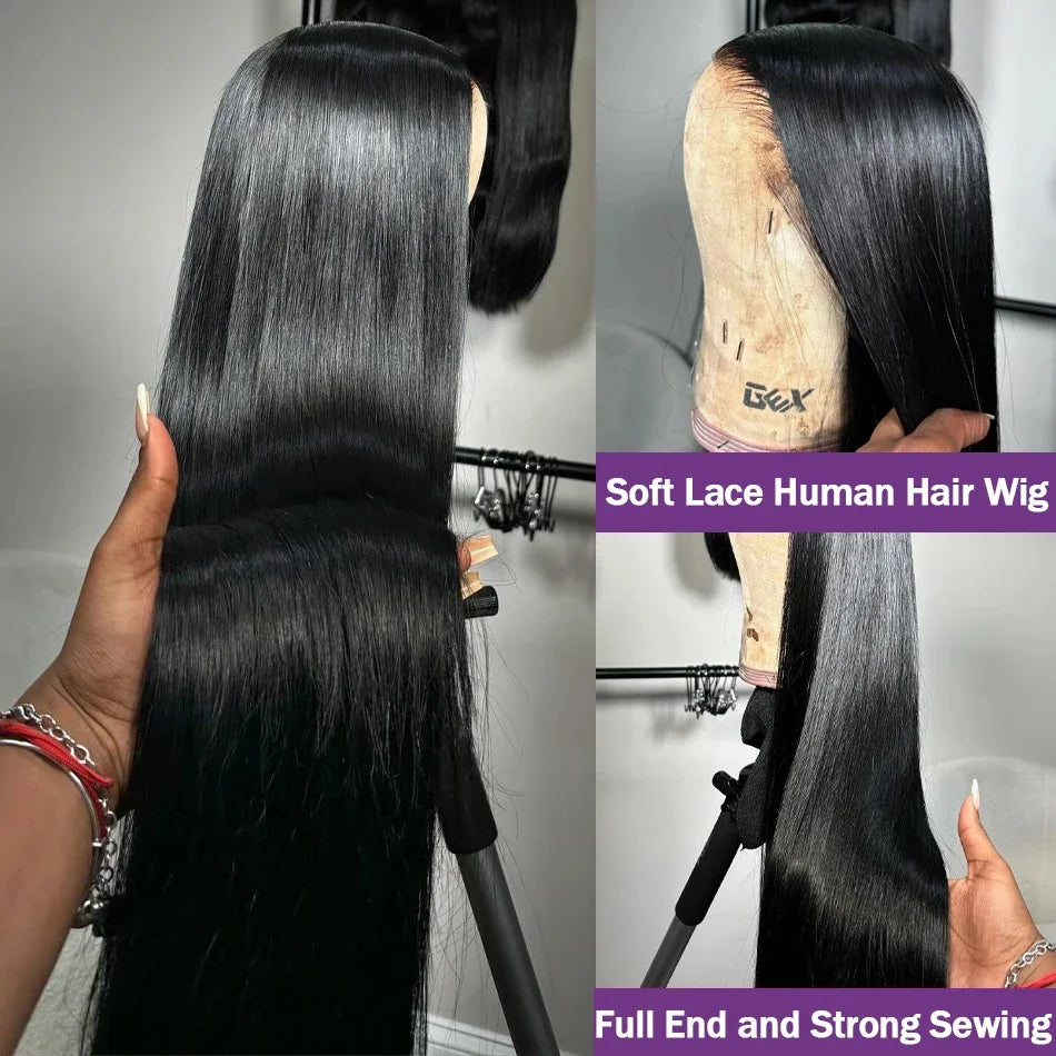 36 38 Inch Straight 13x6 Lace Front Wigs Human Hair 180% Density 13x4 Lace Front Wigs Pre Plucked with Baby Hair For Black Women