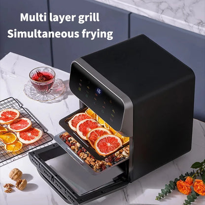 Electric Hot Air Fryer, 12L Large Capacity, 90% Less Oil, Convection Oven Deep Fryer, 360°Baking Viewable Window, Home Appliance