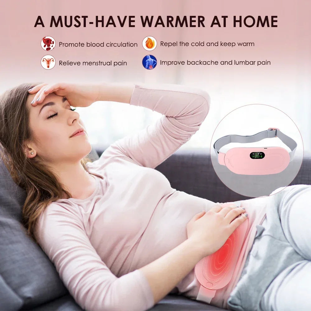 Abdominal Massager Menstrual Heating Pad Warm Uterine Belt Body Vibration Abdomen Electric Hot Compress Heating Palace Treasure