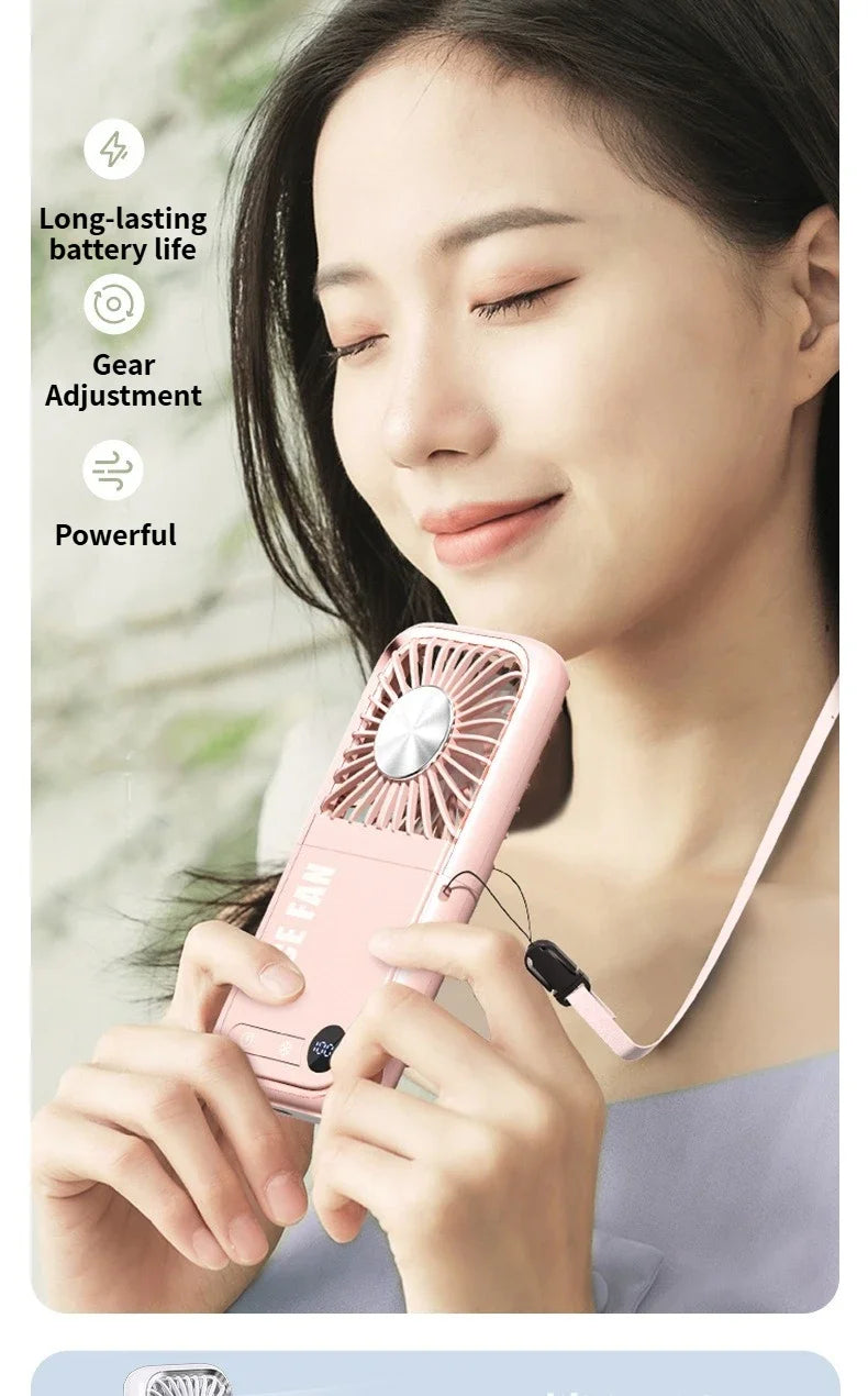 New usb charging small fan folding neck portable small electric fan desktop fan outdoor charging treasure handheld fan