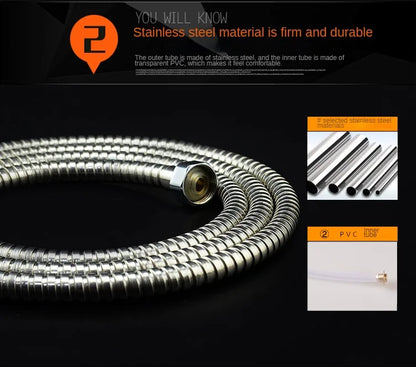 1 / 1.5/2/3/4/5/10 M Shower Pipe Shower Head Water Heater Stainless Steel Hose General Metal Hose  Hose Water Softener