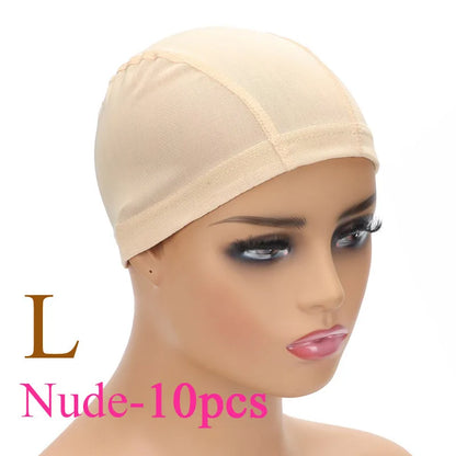 Wig Cap Mesh Bald Cap for Wigs Making 6 Pcs/Lot Stretchable Weaving Net Cap with Wide Elastic Band Black Color S/M/L Size