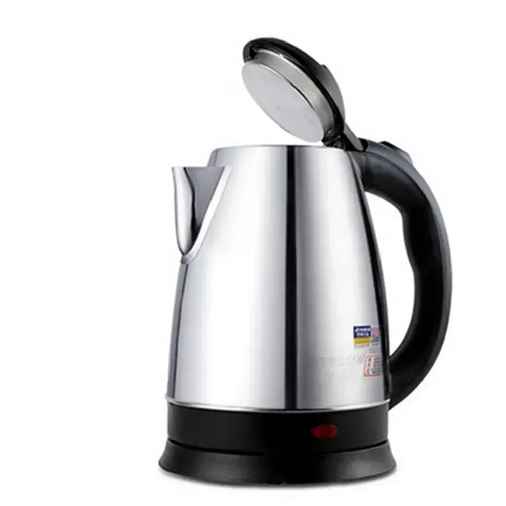 2L 220V Stainless Steel Electric Kettle Silver Black Base Separation Desion Rust-resistant Durable for Home During Travel NEW