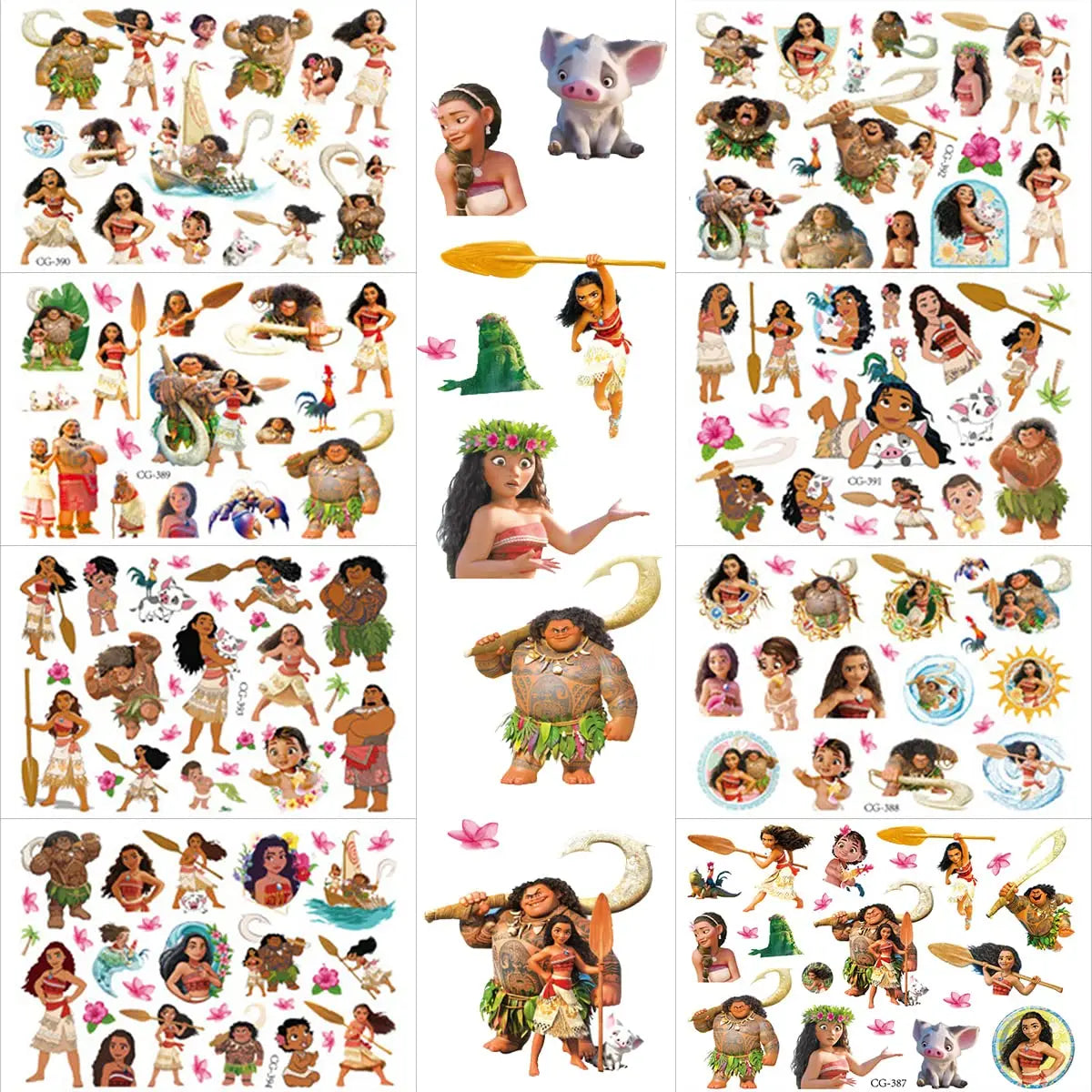 1/4/8pcs Moana Party Favor Temporary Tattoos Stickers Birthday Party Supplies Decorations Gifts for Boys Girls Classroom Rewards