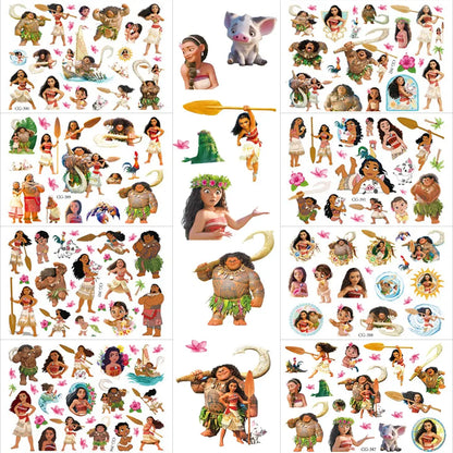 1/4/8pcs Moana Party Favor Temporary Tattoos Stickers Birthday Party Supplies Decorations Gifts for Boys Girls Classroom Rewards