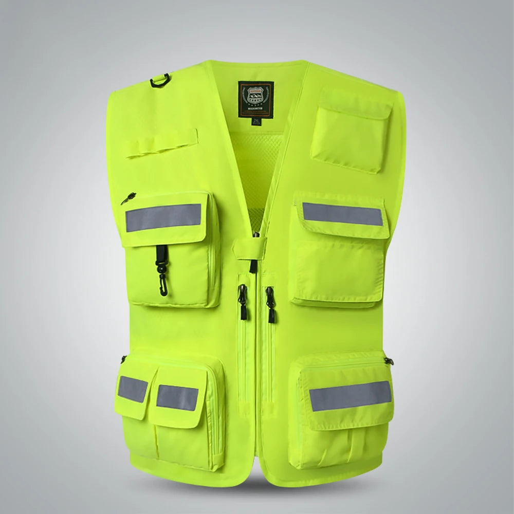 Reflective Vest Emergency Firefighter Volunteer Road Rescue Outdoor Breathable Mesh High Visibility Safety Waistcoat Workwear