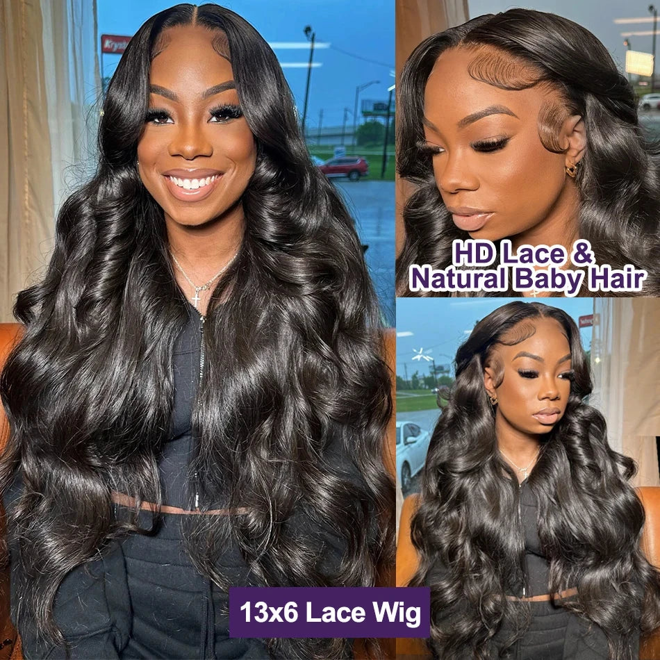 13x4 HD Lace Frontal Body Wave Wigs Human Hair 360 Lace Wig Pre Plucked for Women 13x6 Brazilian Lace Front Wig With Baby Hair