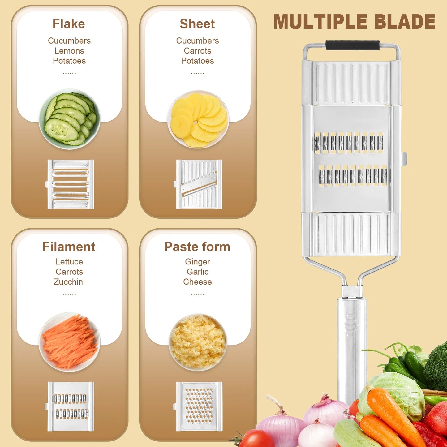 4 in 1 Vegetable Slicer Multi-Purpose Grater Cutter Peeler for Fruits Potato Peeler Carrot Grater Vegetables Kitchen Accessories