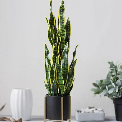 35in Tropical Artificial Tiger Piran Fake Plants Real Touch Sansevieria Leaves Plastic Plants For Home Garden Office Shop Decor