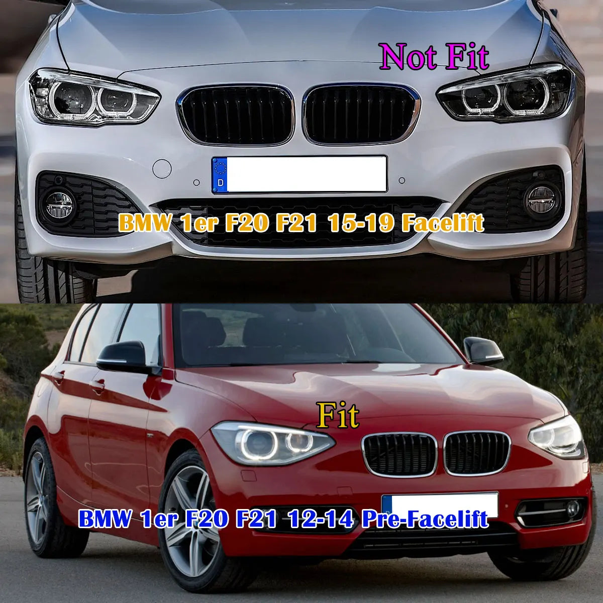 For 2011-2014 BMW F20 F21 1-Series M Look Kidney Grille Grill Gloss Black Twin Bar CAR Accessories