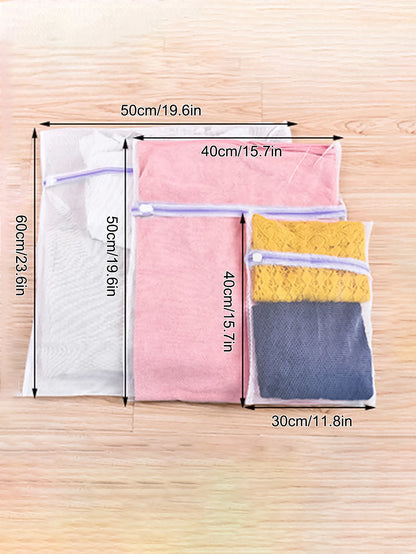 1Set Of 3 Zipper Purple Fine Mesh Three-Piece Set Of Classified Clothes Washing Machine Special Care Bag