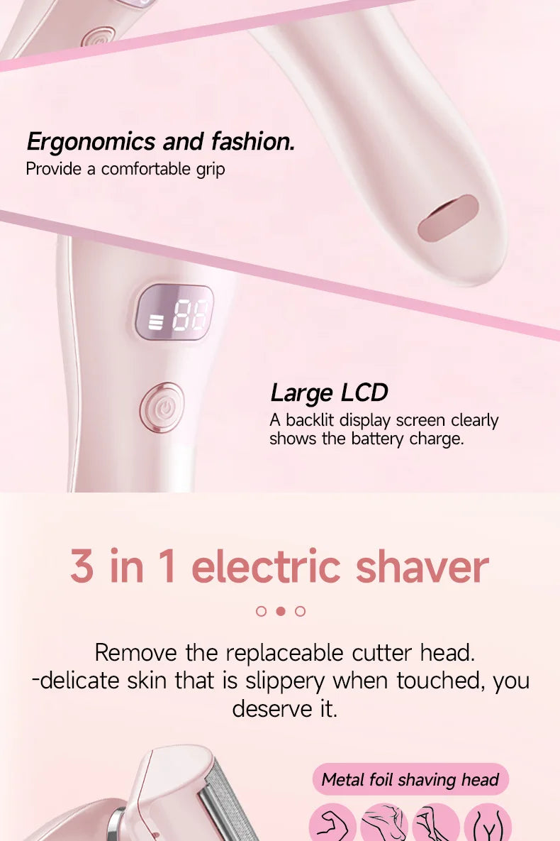 Electric Razors Shaver for Women, 2 in 1 Bikini Trimmer for Women, IPX7 Waterproof Pubic Hair Trimmer Women Wet & Dry Use