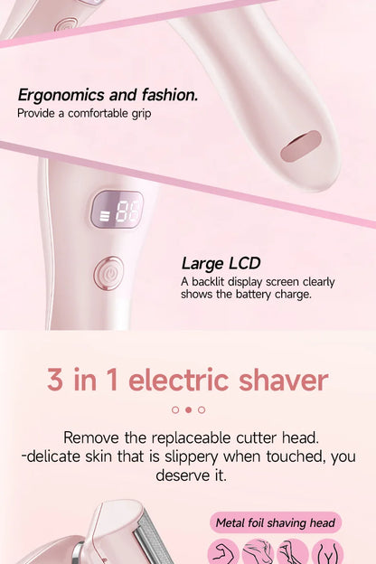 Electric Razors Shaver for Women, 2 in 1 Bikini Trimmer for Women, IPX7 Waterproof Pubic Hair Trimmer Women Wet & Dry Use