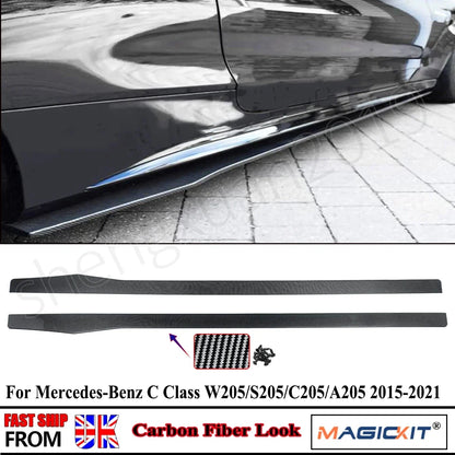 FOR MERCEDES C CLASS W205 C205 A205 AMG STYLE SIDE SKIRTS EXTENSION BLADES 2014-2021