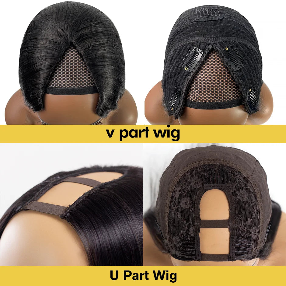 30 34 Inch Straight V U Part Wig Human Hair No Leave Out Thin Part Wigs for Women 250 Density Glueless Wig Ready To Wear On Sale