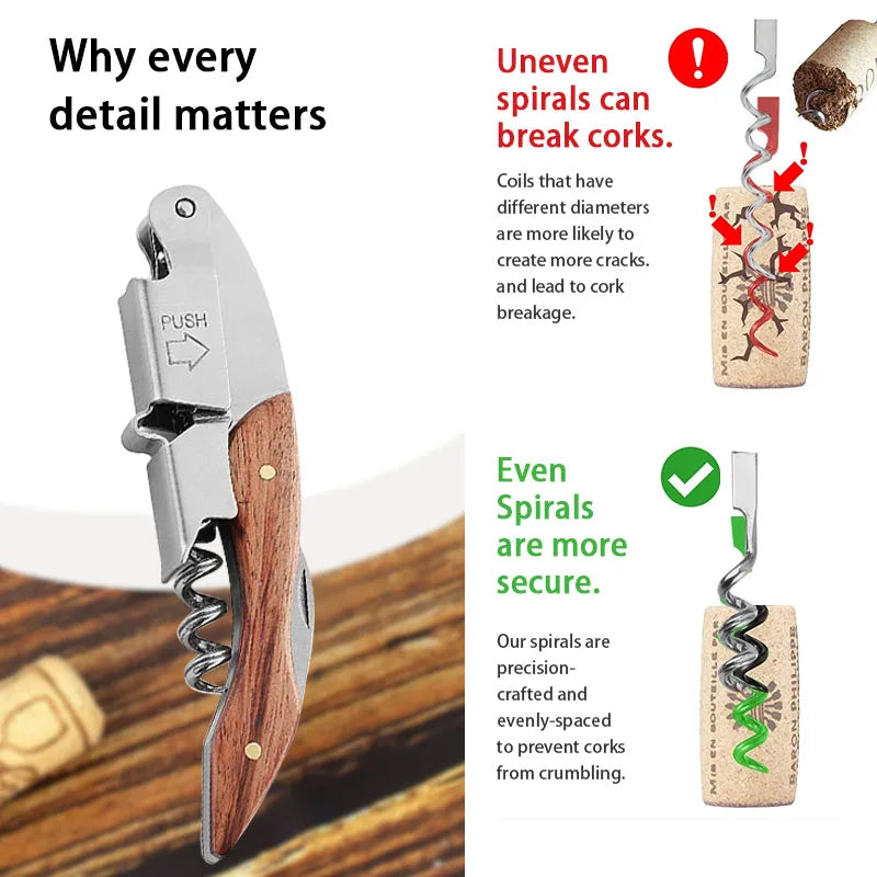 Wine Opener, Professional Waiters Corkscrew,  Bottle Opener and Foil Cutter Gift for Wine Lovers