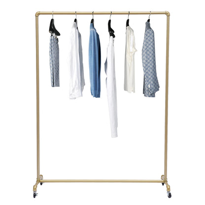 ‎Floor Standing Galvanized Pipe Clothing Rack With Wheels  120*40*160cm Coat Rack For Family Clothes Display