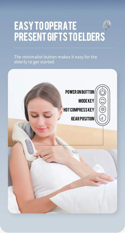 Trapezius Cervical Massager for Unblocking Shoulders Neck and Neck Massager Kneading Hot Compress Multifunctional Massage Shawl