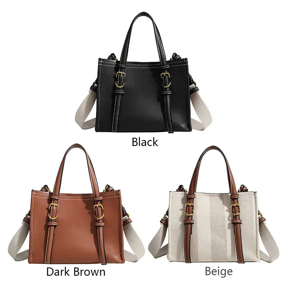 Tote Bag for Women Retro Top Handle Bag Solid Color PU Leather Crossbody Bags Shoulder Bag Satchel Handbags Work Bag