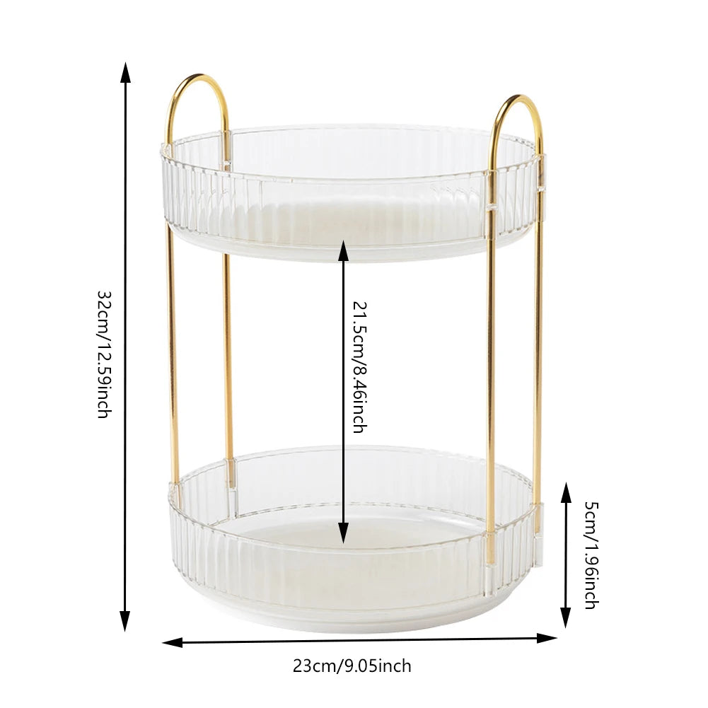 360 Degree Rotation Make Up Organizer Box Transparent Fashion Cosmetic Organizer Multi-Function Detachable Dressing Table