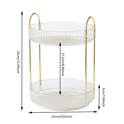 360 Degree Rotation Make Up Organizer Box Transparent Fashion Cosmetic Organizer Multi-Function Detachable Dressing Table