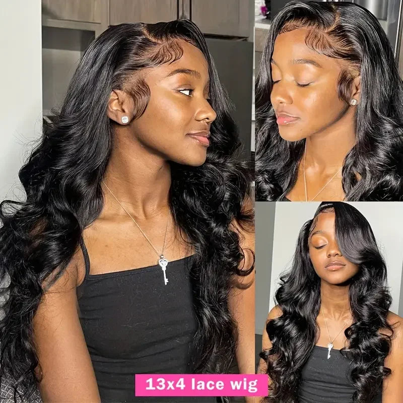 30 Inch Body Wave 13x6 Transparent Lace Frontal Wig Human Hair Brazilian 180% Density Remy 4x4 Lace Closure 13x4 Lace Front Wigs