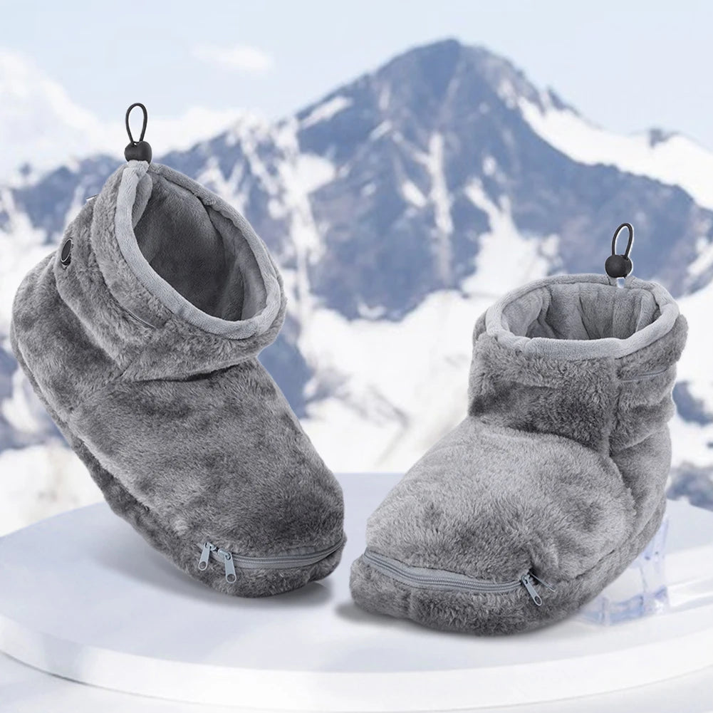 USB Heater Foot Shoes Winter Warm Snow Boots Comfortable Plush Warm Electric Slippers Foot Warmer Shoes for Women Men