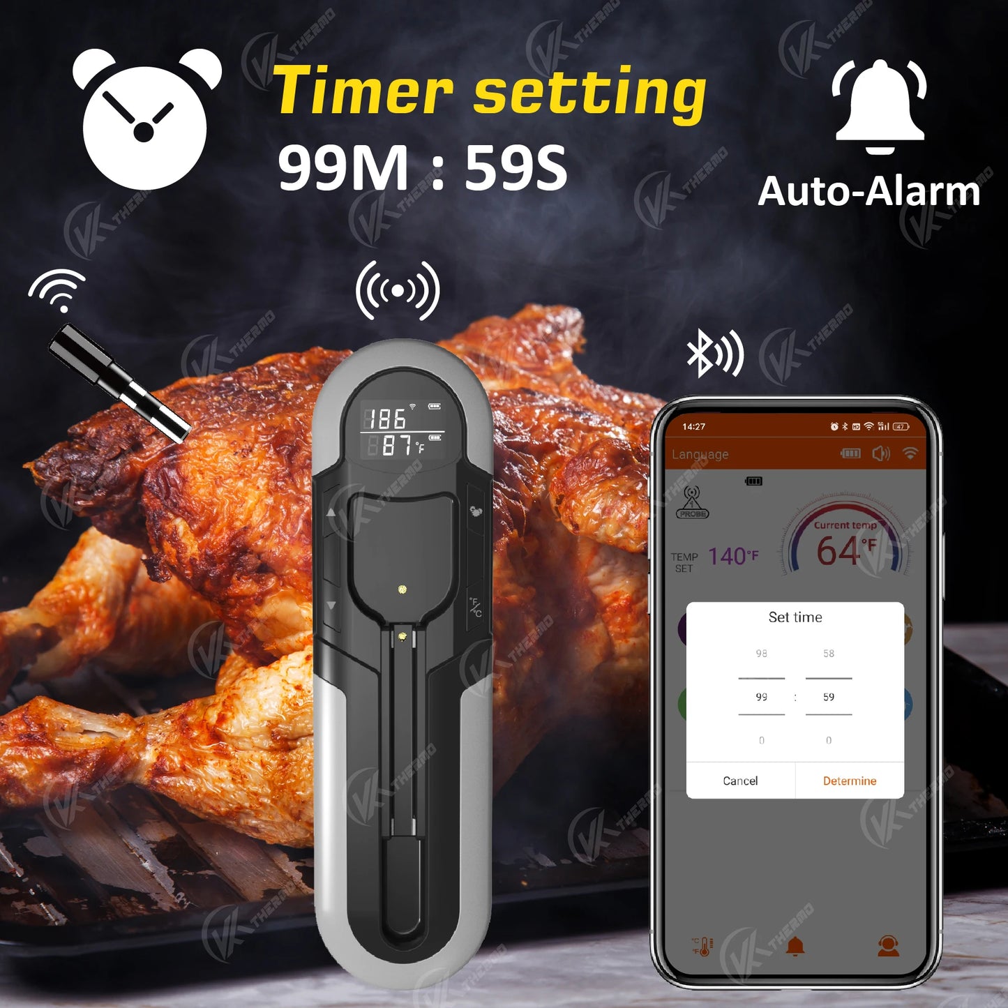 Wireless Cooking Thermometer Food Meat Steak Digital Bluetooth Barbecue Accessories Kitchen Oven Grill BBQ Smart Thermometers