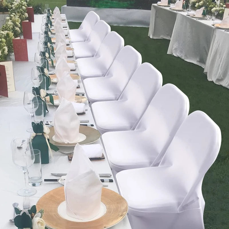 New 10-1PC White Wedding Chair Cover Spandex Stretch Slipcover Restaurant Banquet Hotel Dining Party Universal Chair Cover Decor